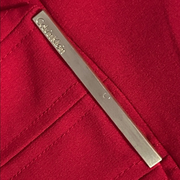 Calvin Klein Red Wrap Dress with Gold Insignia SZ 12 - Picture 6 of 9